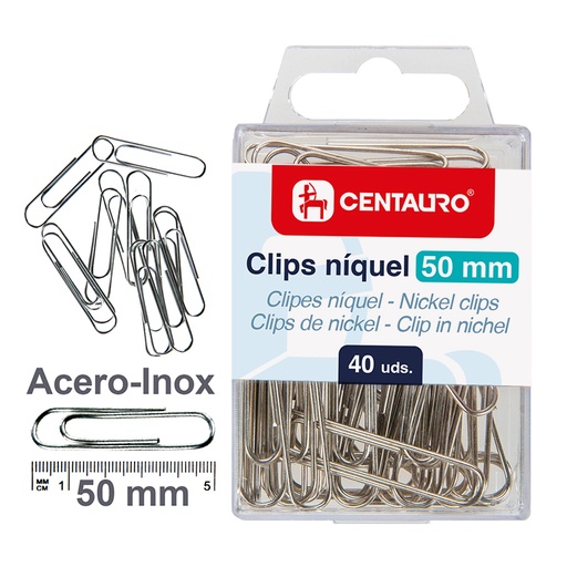 [GRA86400281] CAIXA 40 CLIPS NIQUEL 50MM CENTAURO