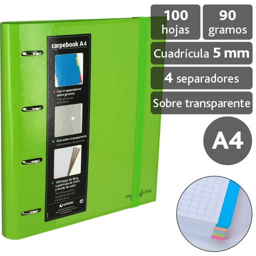 [GRA88102020] CARPEBOOK 4D35 A4 MULTILINE VERDE