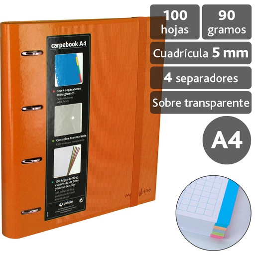 [GRA88102052] CARPEBOOK 4D35 A4 MULTILINE NARANJA