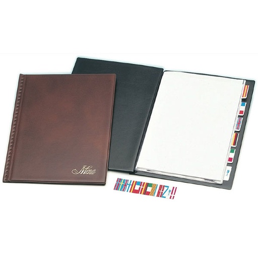 [GRA06110010] PORTA-MENUS C/ 6 MICAS TRANSP.FOL.NEGRO