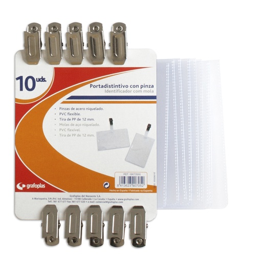 [GRA09072000] EMB. 10 PINCAS + 10 PORTADISTINTIVOS