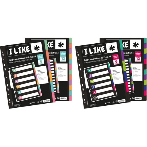 [GRA41261200] JUEGO SEPARADOR A4 6 POS.0,5 PAST. LIKE