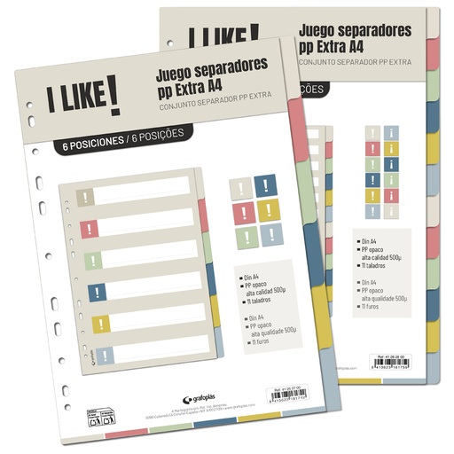 [GRA41262700] JOGO SEPARADOR A4 6 POS 0,5 LIKE3