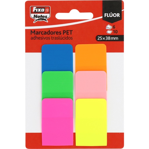 [GRA65003180] PACK 6 MARCADORES 10H 25X38MM FLUOR
