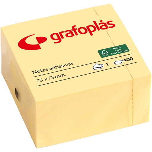 [GRA65205463] CUBO 400 NOTAS ADESIVA 75X75MM GRAFO AMAR