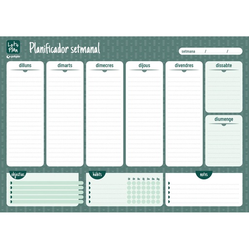 [GRA09113101] PLANIFICADOR SEMANALC/PEGAT.A3 CAT.VERDE