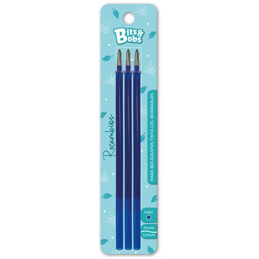 [GRA30215700] BLISTER 3 RECARGAS GEL BORR 0,7MM AZUL