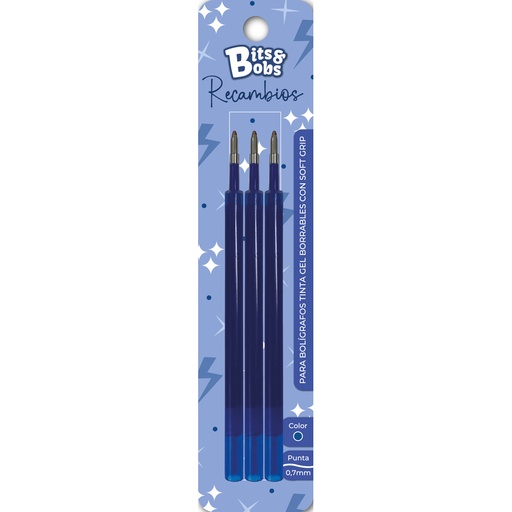[GRA30216500] BLISTER 3 RECAMBIOS GEL BORRA.GRIP AZUL