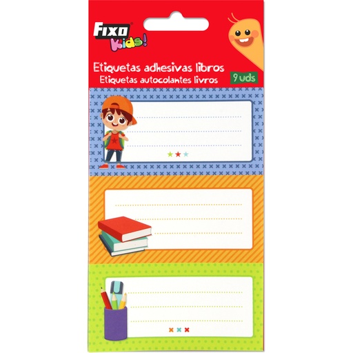 [GRA37001200] PACK9 ETIQUETAS ADES.LIVROS NINO FIXOKIDS