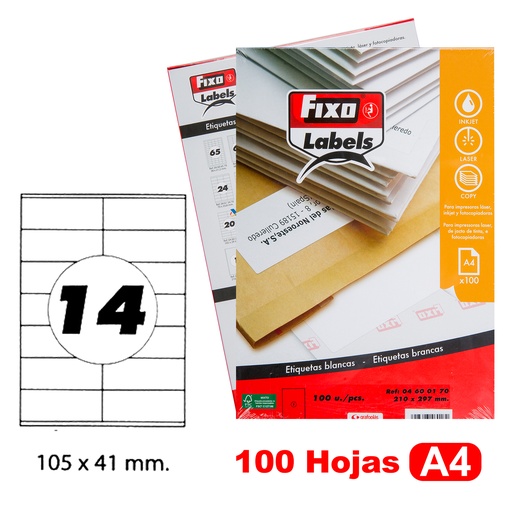 [GRA04601470] CAIXA 100H.A4 ETIQUE.C/RECTOS 105X41 MM