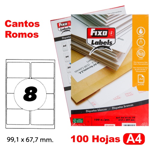 [GRA04630870] CAIXA 100H.A4 ETIQUE.C/ROMO 99.1X67.7 MM