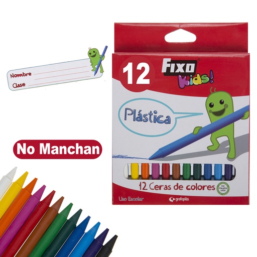 [GRA00034699] CAIXA 12 CERAS PLAST.FIXO KIDS