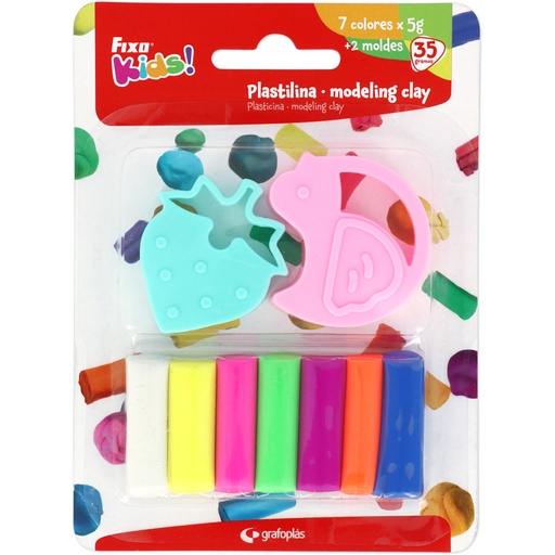 [GRA68100299] PLASTILINA 7 COLORES 35G +2MOLDES