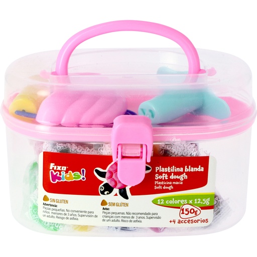 [GRA68101130] COFRE PLASTILINA 12C 150G+4ACCESORIO AZU