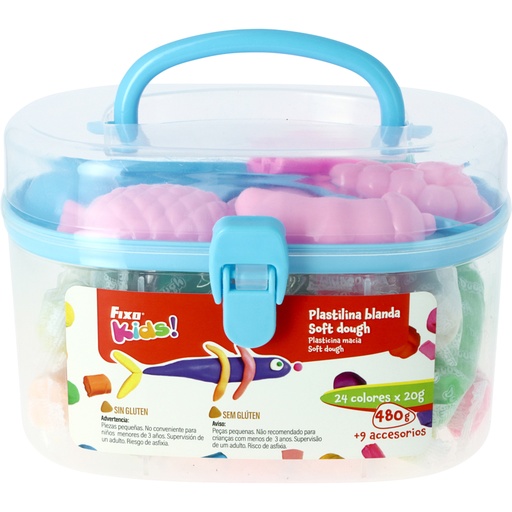 [GRA68101430] COFRE PLASTILINA 24C 480G+9ACCESORI.AZUL