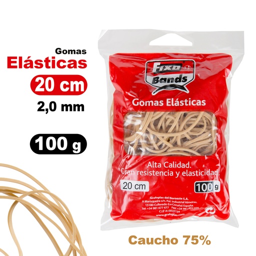 [GRA00045840] EMB. 100G ELASTICOS 2MM X 20CM FIXO