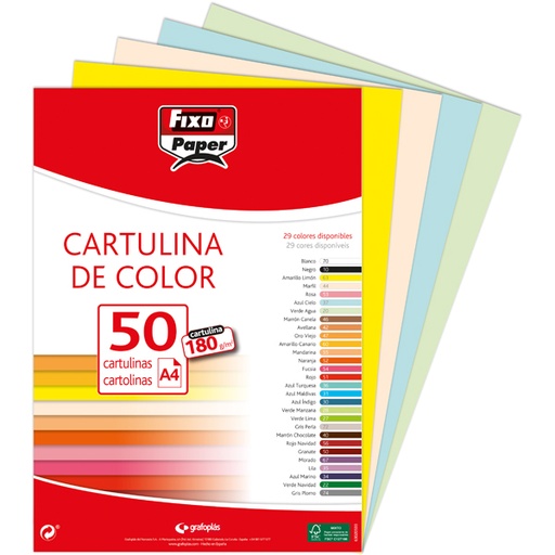 [GRA11110363] PAQ.50 CARTOLINA 180G.A4 AM.LIMON