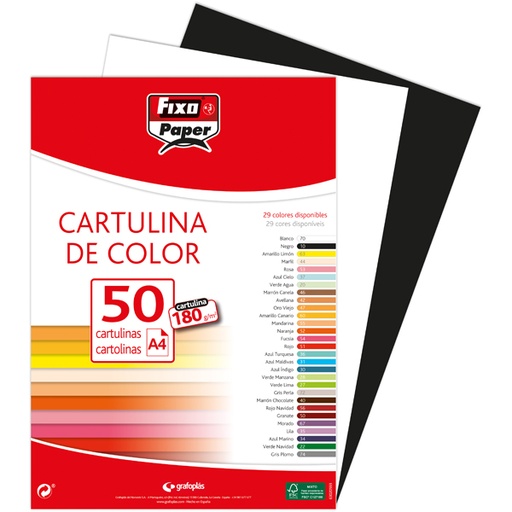 [GRA11110410] PAQ.100 CARTOLINA 180G.A4 NEGRO
