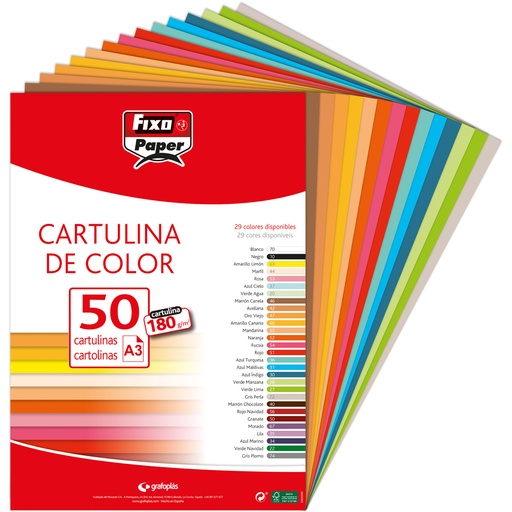 [GRA11120331] PAQ.50 CARTOLINA 180G.A3 AZ.MALD.