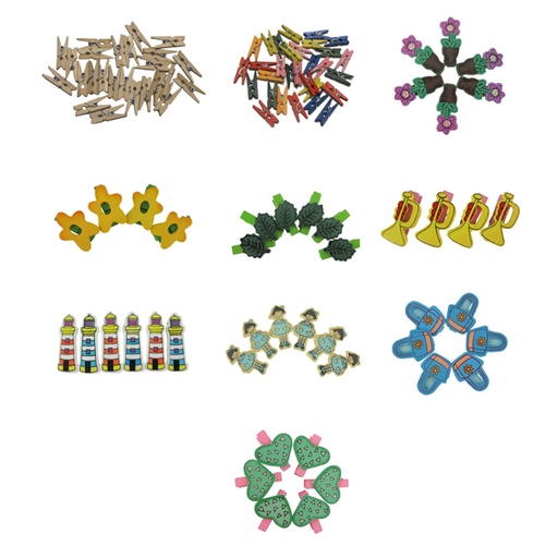 [GRA68005900] PACK 30 PINZAS MADERA COLORES PEQUENAS