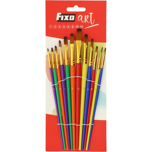 [GRA06807999] SET 12 PINCELES PLANO DE COLORES FIXOART