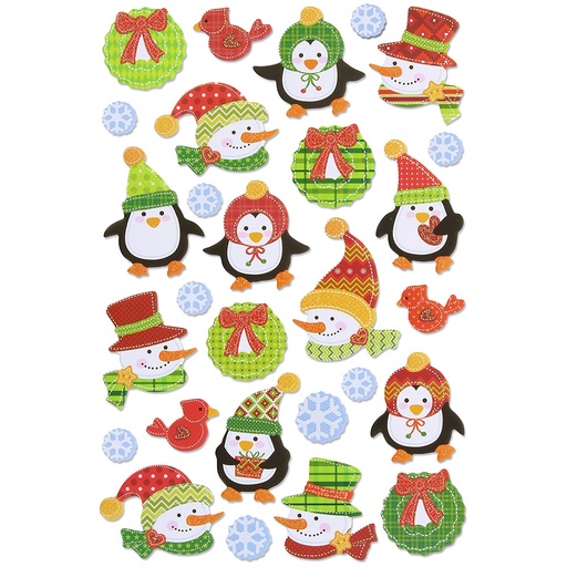 [GRA68070511] PEGATINAS GOMA EVA PINGUINOS+NIEVE