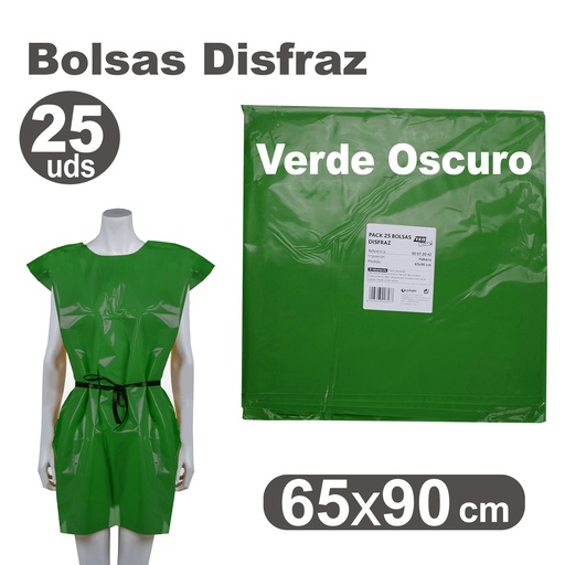 [GRA00072022] PACK25 BOLSA DISFRAZ 65X90 VERDE OSCURO
