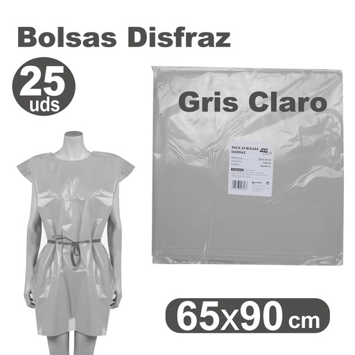 [GRA00072071] PACK25 BOLSA DISFRAZ 65X90 GRIS CLARO