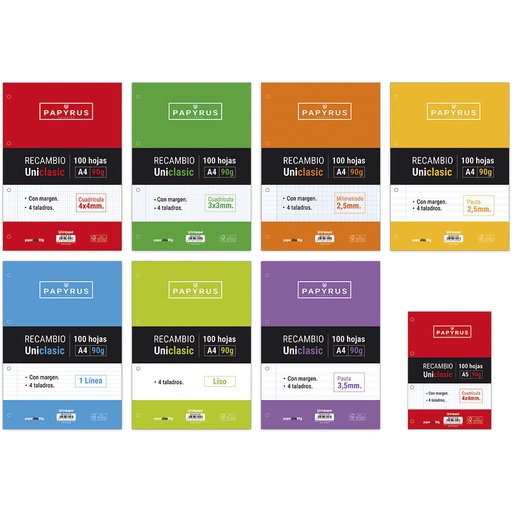 [GRA53391900] REC.PAPYRUS A5 UNICLA 100H 90G 4X4 C/M