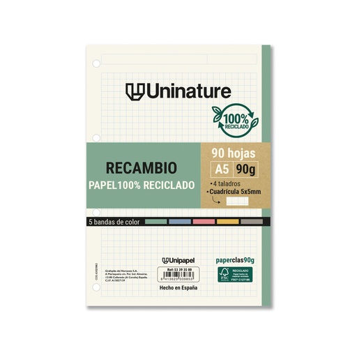 [GRA53393500] RECAMBIO RECI.A5 5X5 90G 90H 5BAN UNINAT
