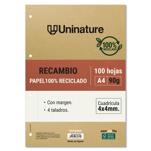 [GRA53392700] RECAMBIO RECI.A4 4X4 100H 90G UNINATURE