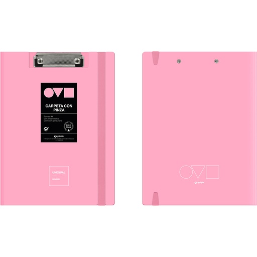 [GRA01550953] CARP A4 C/PINZA SUP UNEQ MINIMAL ROSA