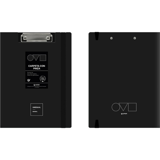 [GRA01550910] CARP A4 C/PINZA SUP UNEQ MINIMAL NEGRO