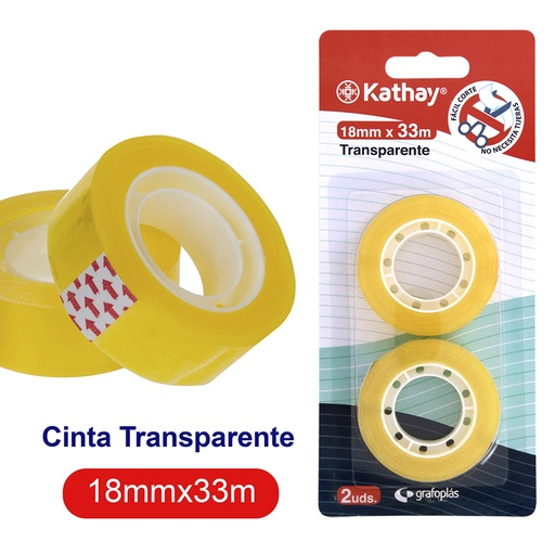 [KAT86003100] BLISTER 2 CINTAS TRANS. 18MMX33M