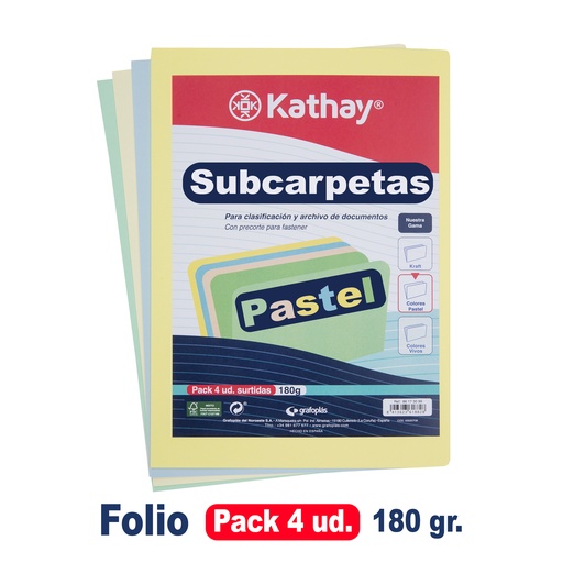 [KAT86173099] PACK 4 SUBC.Fo COL.PAST.SURT.180G KATHAY