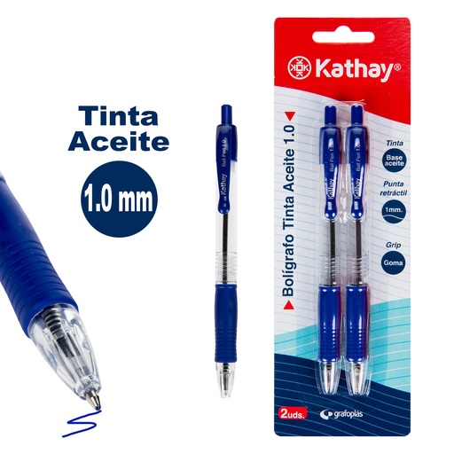[KAT86210330] BLISTER 2 ESFEROGRÁFICAS 1MM T.ACEITE AZUL