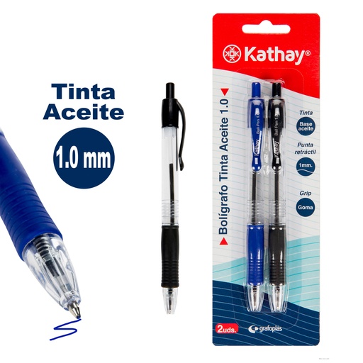 [KAT86210399] BLISTER 2 ESFEROGRÁFICAS 1MM T.ACEITE AZUL+PRETO