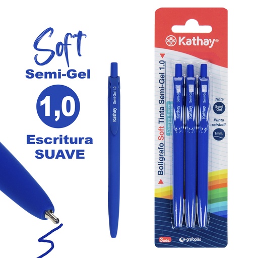 [KAT86232830] BLISTER 3 ESFEROGRÁFICAS 1MM SOFT T.SEMIGEL AZUL