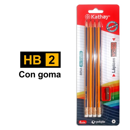 [KAT86233100] BLISTER 4 LÁPIS 2HBGOMA+AFILA KATHAY