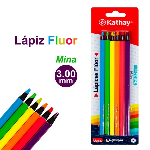 [KAT86234399] BLISTER 6 LÁPIS FLUOR SOFT KATHAY