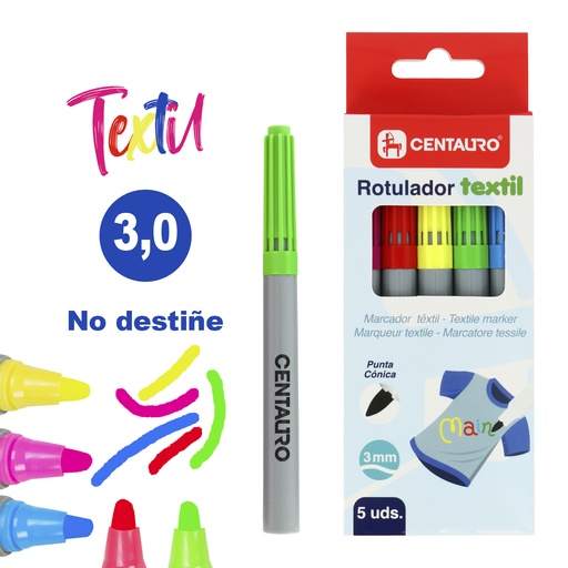 [KAT86240198] CAJA 5 ROTULADORES TEXTIL 3MM SURT CENT
