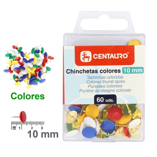 [KAT86400698] CAJA 60 CHINCHETAS COLORES CENTAURO