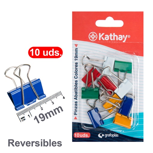 [KAT86401199] BLISTER 10 PINZAS ABATIBLES 19MM CORES