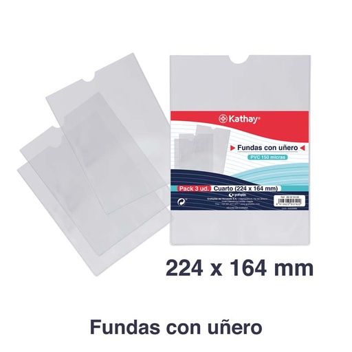 [KAT86525300] PACK 3 FUNDAS 1/4 C/UNERO 0,15 MICRAS