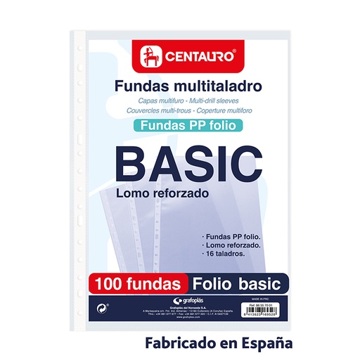 [KAT86557001] BOLSA 100 FUNDAS PP FOLIO STD 16 TAL CEN