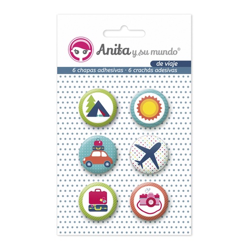 [GRA37010214] PACK6 CHAPAS ADHES. DE VIAJE 25MM