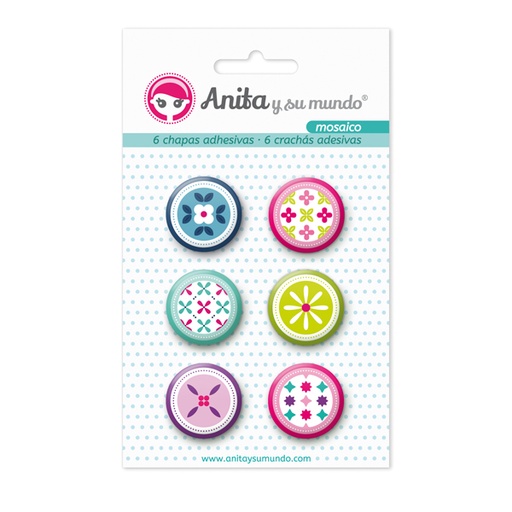 [GRA37010219] PACK6 CHAPAS ADHES. MOSAICO 25MM