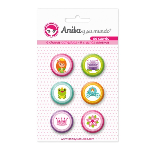 [GRA37010220] PACK6 CHAPAS ADHES. DE CUENTO 25MM