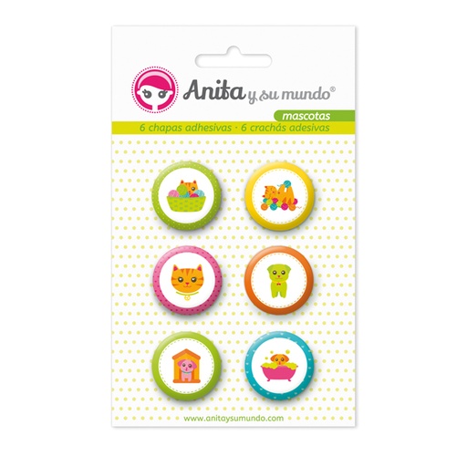 [GRA37010222] PACK6 CHAPAS ADHES. MASCOTAS 25MM