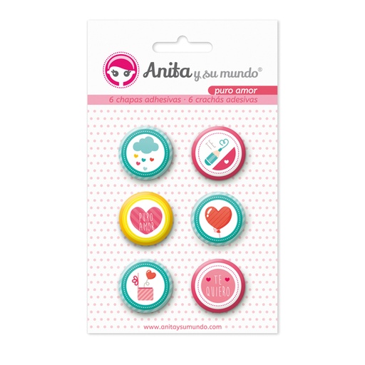 [GRA37010233] PACK6 CHAPAS ADHES. PURO AMOR 25MM